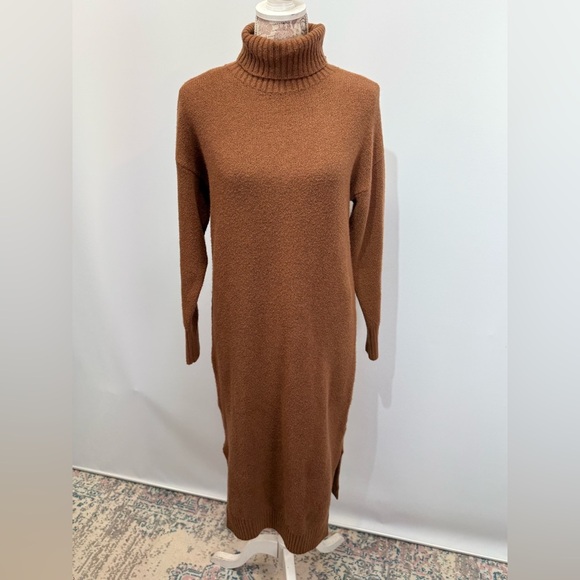 TREASURE & BOND Brown turtleneck sweater midi dress size XS. - Picture 1 of 13